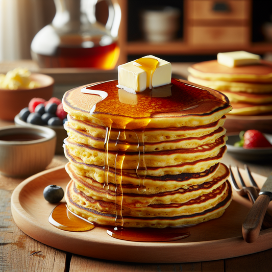 Fluffy Cornmeal Flapjacks with Maple Syrup